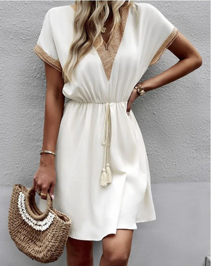 White Dresses sun dress V-Neck