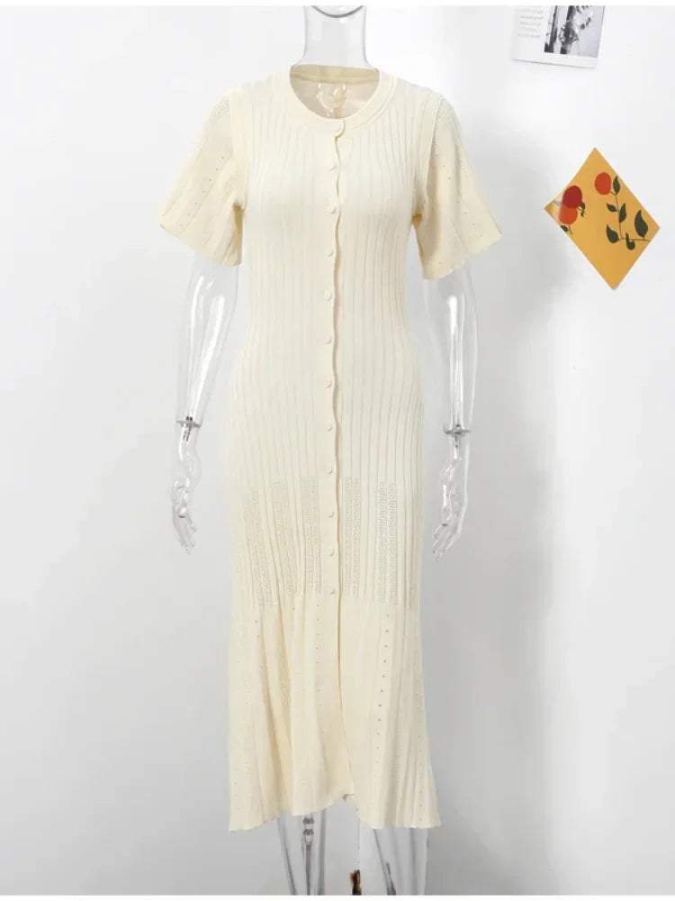 Elegant White Slim  Dress