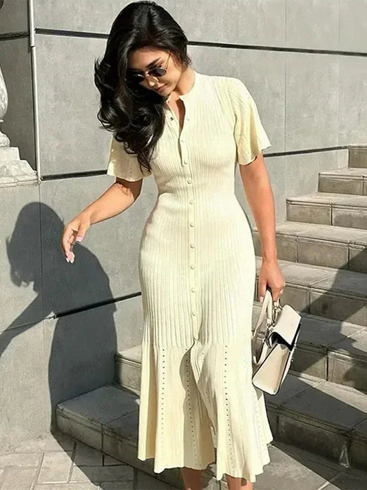 Elegant White Slim  Dress